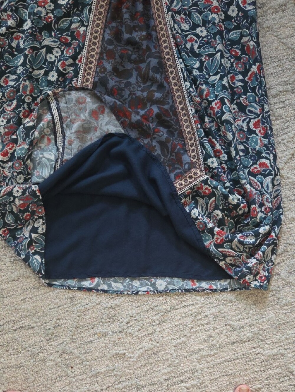Sundance Navy Blue Tunic Dress with Subtle Patterned Yoke - Picture 5 of 7